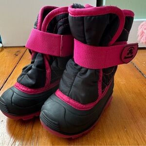 Kamik Black and Pink Toddler Snow Boots